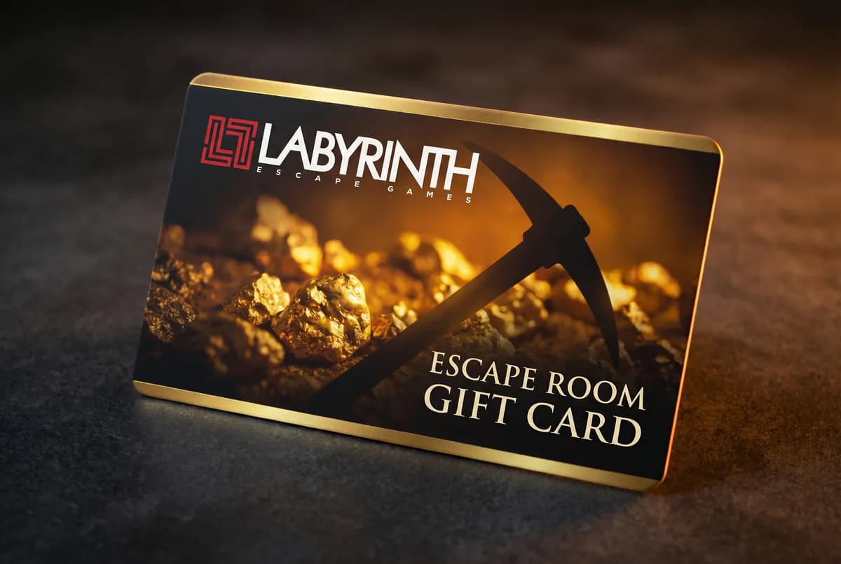 The Lost Mine gold-rush gift card design